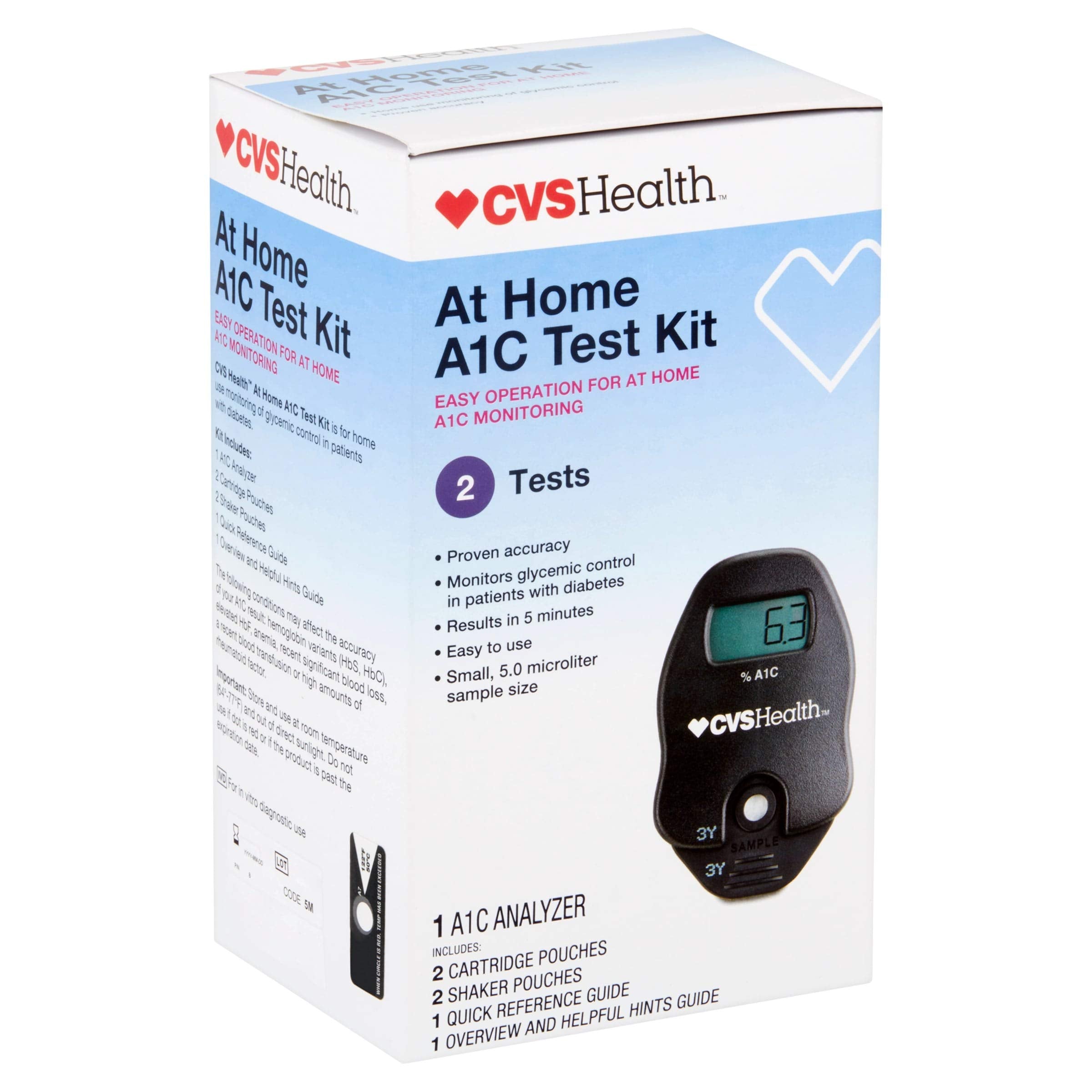 CVS A1C At Home Test Kit, Home Use Monitoring of Glycemic Control, Easy Operation for at home A1C Monitoring