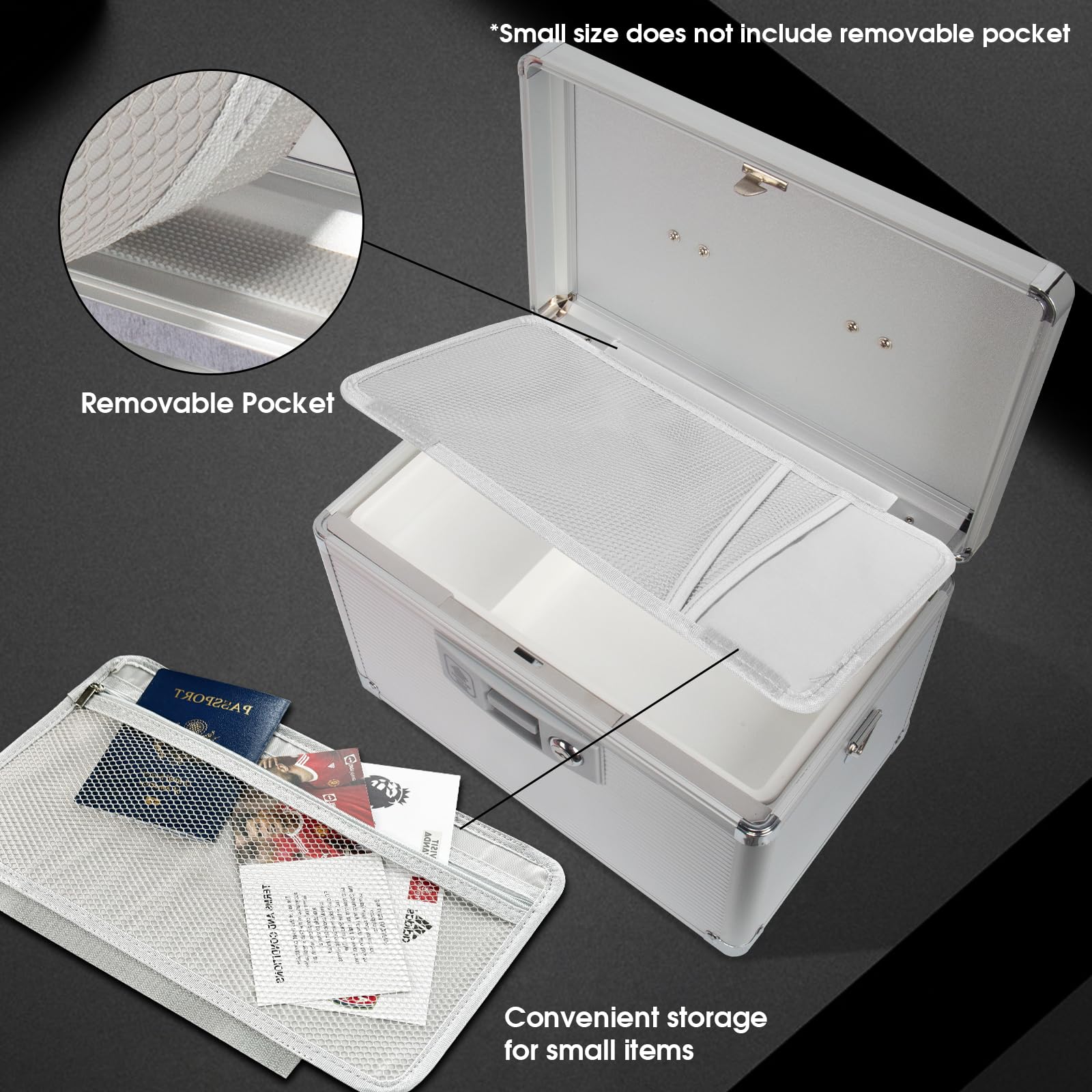 ZORVIDSON Medicine Lock Box, First Aid Kit Medication Storage Box with Lock, Layered Aluminum Frame Daily Medicine Cabinet Famil