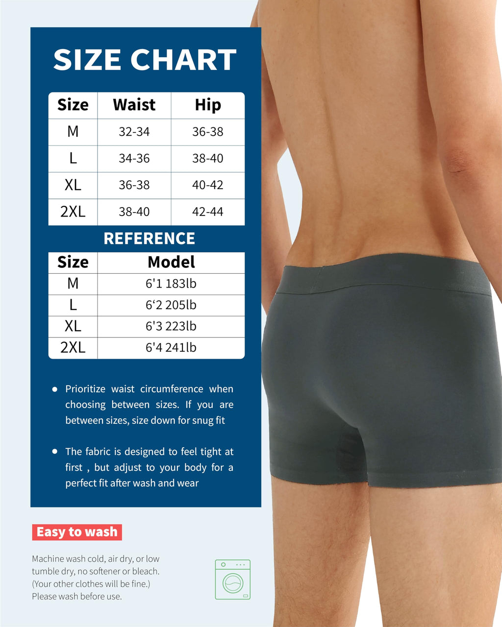 REELINDRY Mens Incontinence Underwear Washable, 2.3 oz Leak Proof Absorbent Odor Neutralization Briefs for Bladder Leak 2 Pack(D