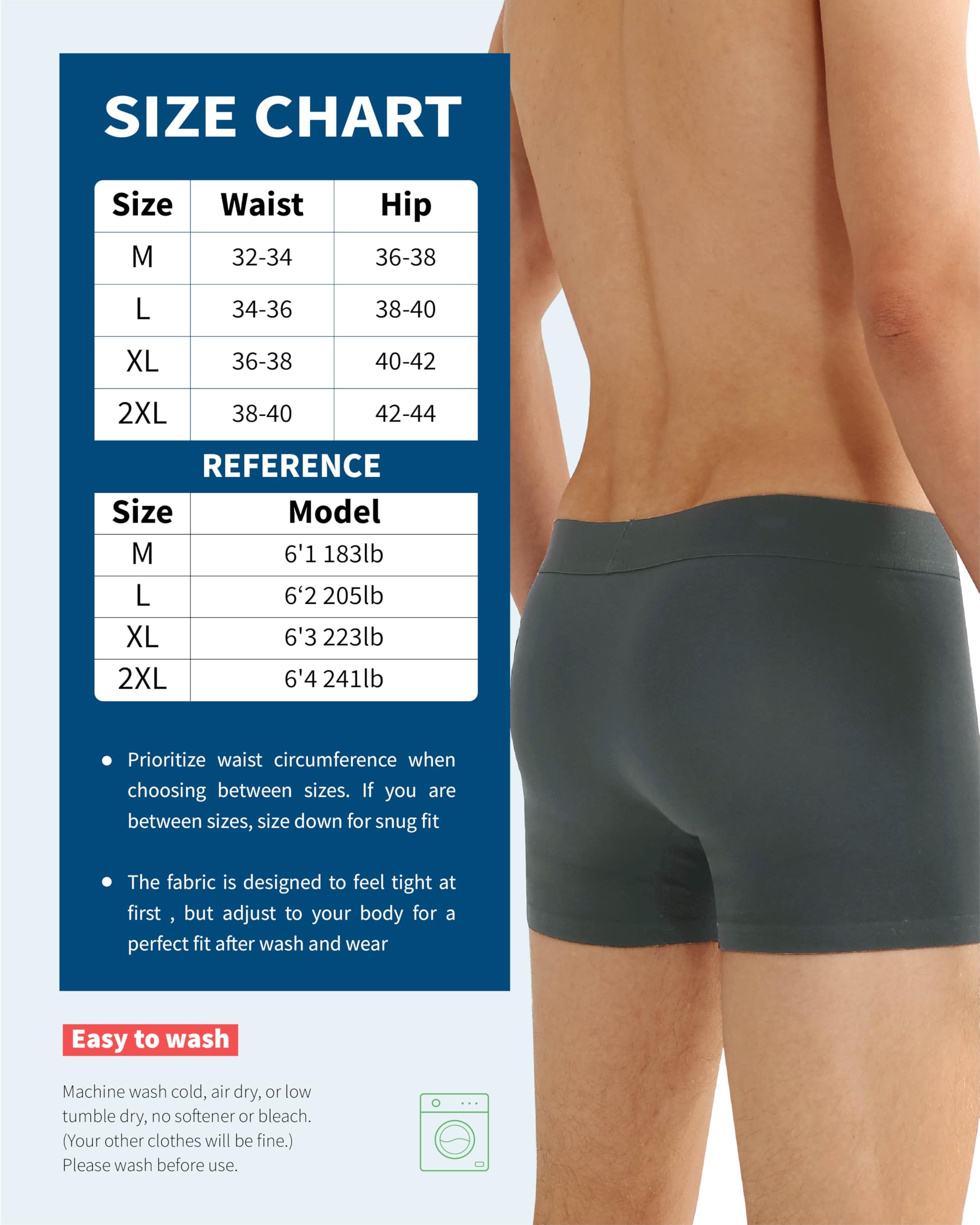 REELINDRY Mens Incontinence Underwear Washable, 2.3 oz Leak Proof Absorbent Odor Neutralization Briefs for Bladder Leak 2 Pack(D