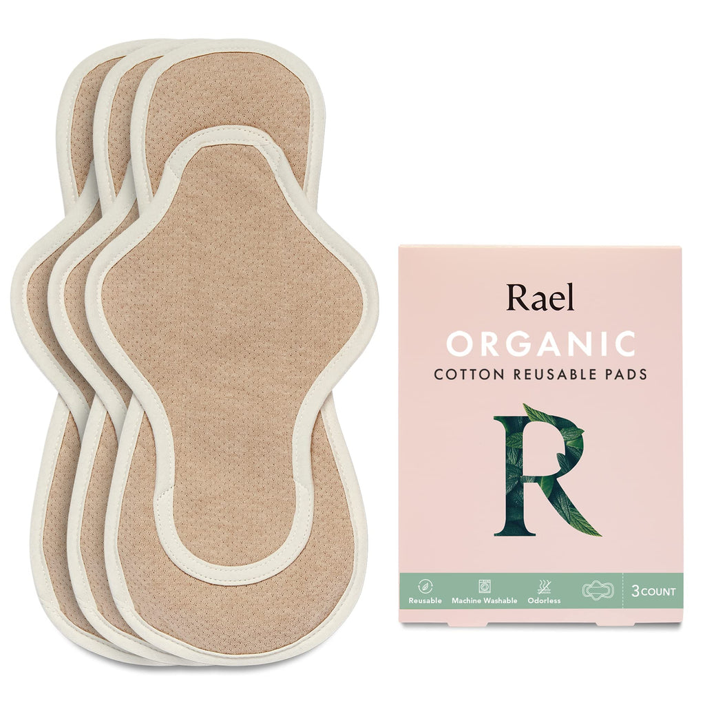 Rael Reusable Pads Menstrual, Organic Cotton Cover Pads - Postpartum Essential, Heavy Absorbency, Thin Cloth Pads, Leak Free, Wa