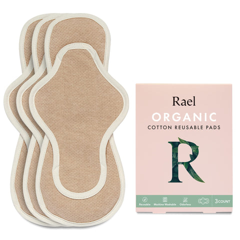 Rael Reusable Pads Menstrual, Organic Cotton Cover Pads - Postpartum Essential, Heavy Absorbency, Thin Cloth Pads, Leak Free, Wa