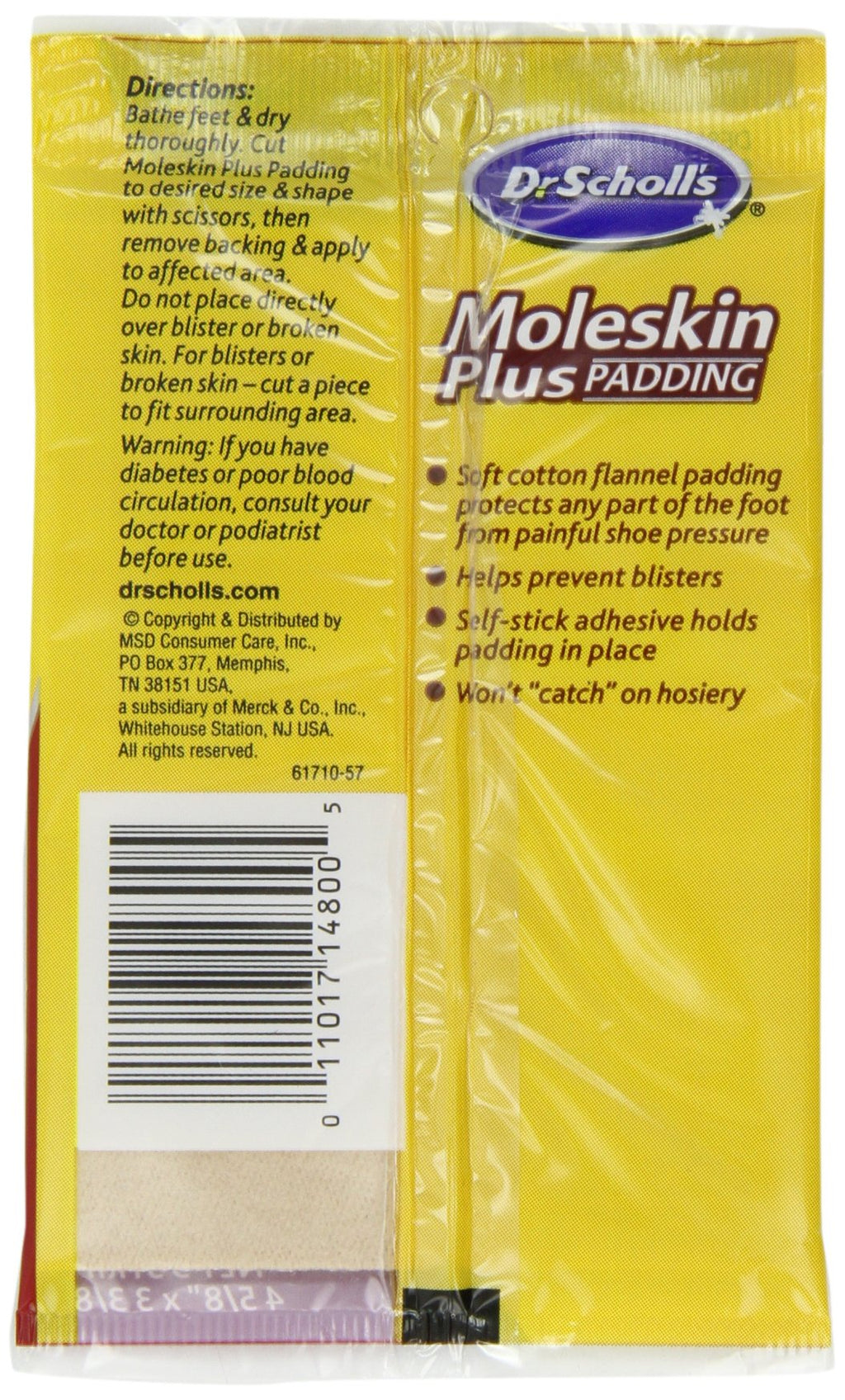 Dr. Scholls Moleskin Plus 4 5/8-Inch X 3 3/8 Inch Padding, 3 Count Package