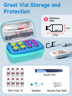 YOUSHARES Insulin Vial Cooler Travel Case - 8 Slots Freezable Ice Brick Organizer for Peptide Vials, GLP-1 Fridge Holder Diabeti