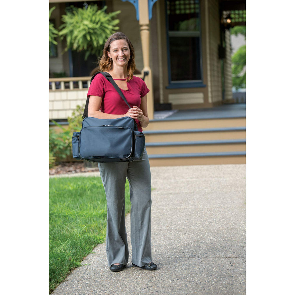 Hopkins Medical Products Original Home Health Shoulder Bag, 70D Waterproof Nylon, Fold-Down Compartment, Adjustable Straps, 14x1