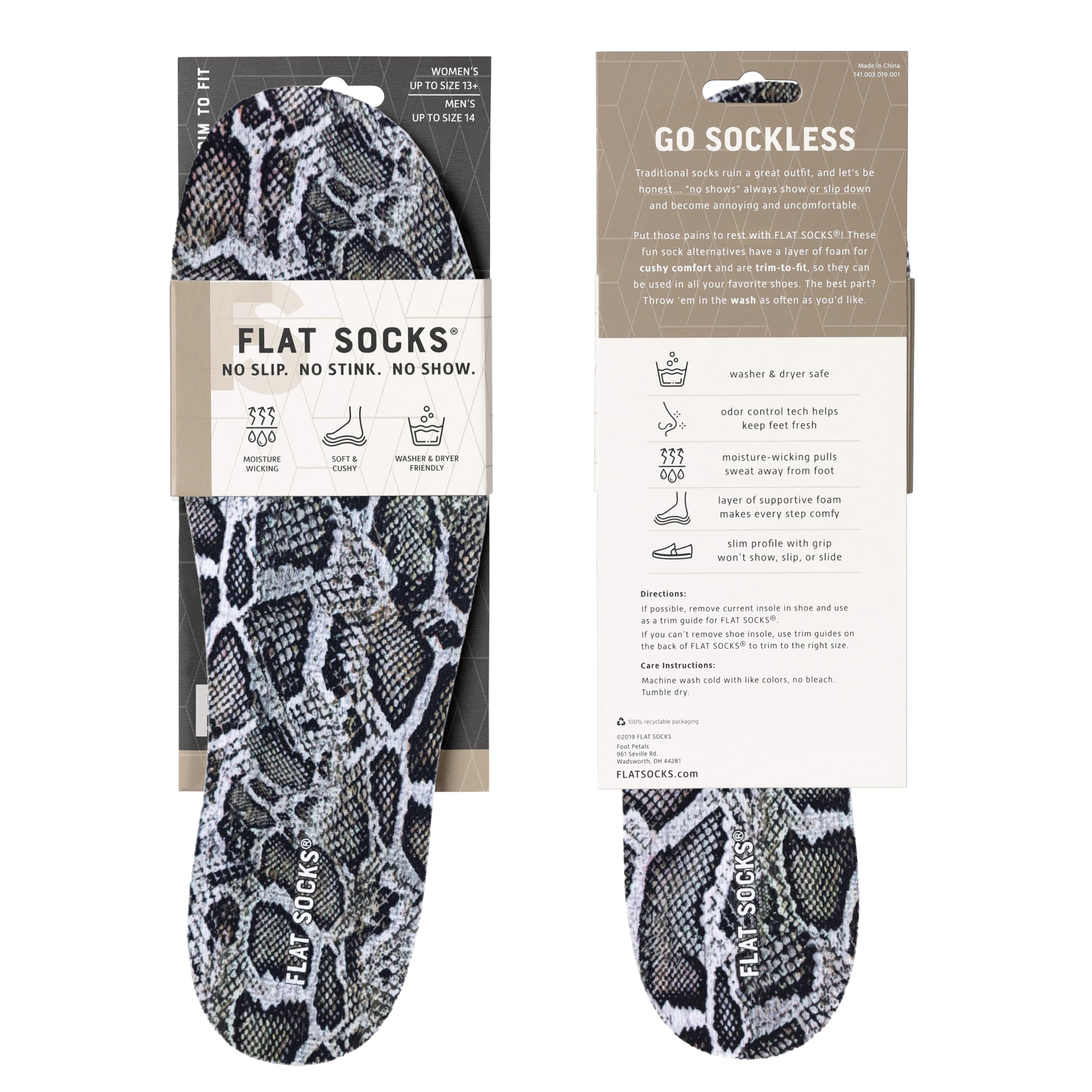 FLAT SOCKS No Show Socks, Sockless Shoe Liner, No Slipping, No Stinking, Washable Barefoot Shoe Insert for Men and Women, The Fu