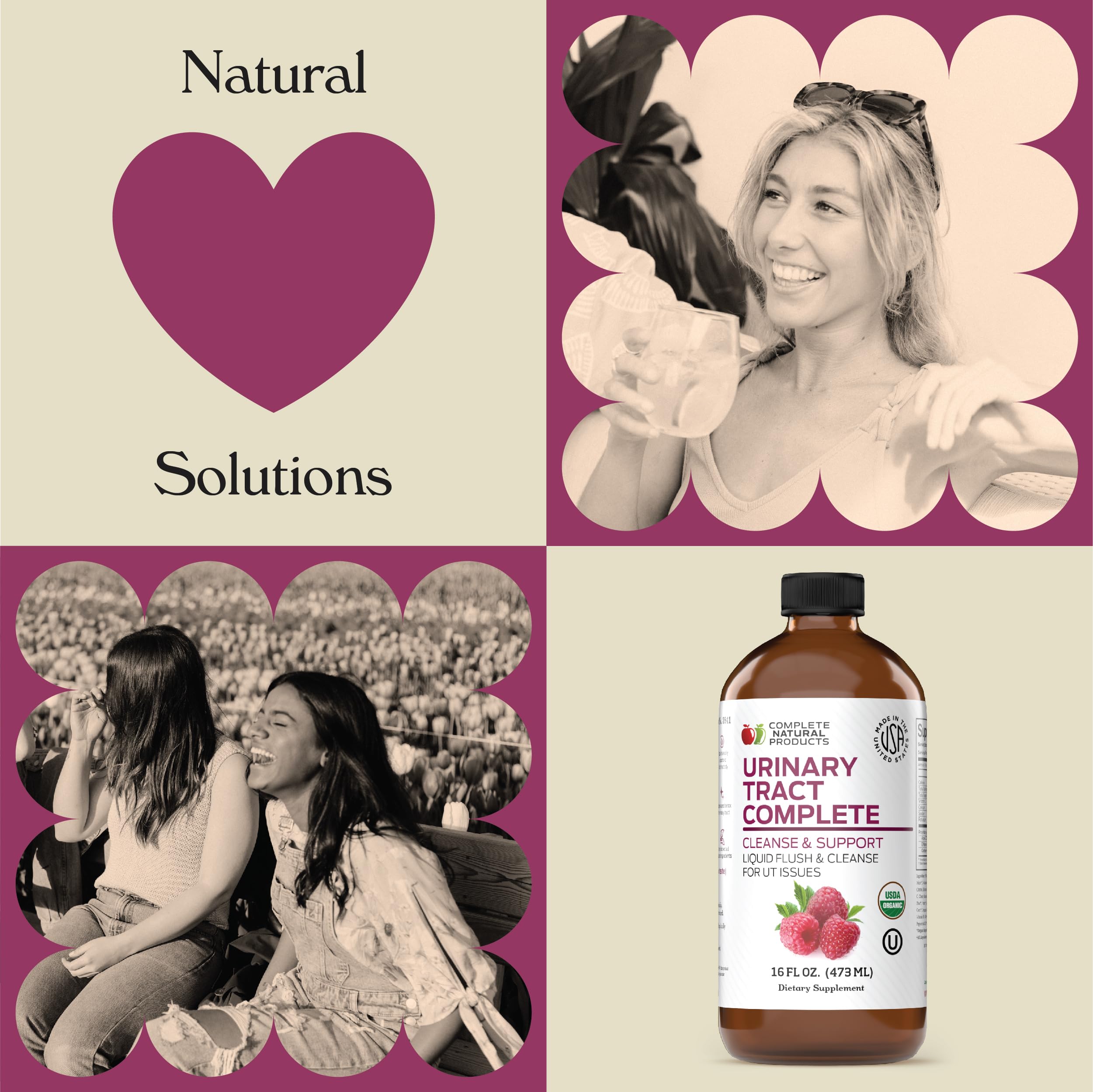 Complete Natural Urinary Tract Complete 8oz - Liquid Supplement for Urinary Tract Health with Organic Cranberry, D-Mannose, Beet