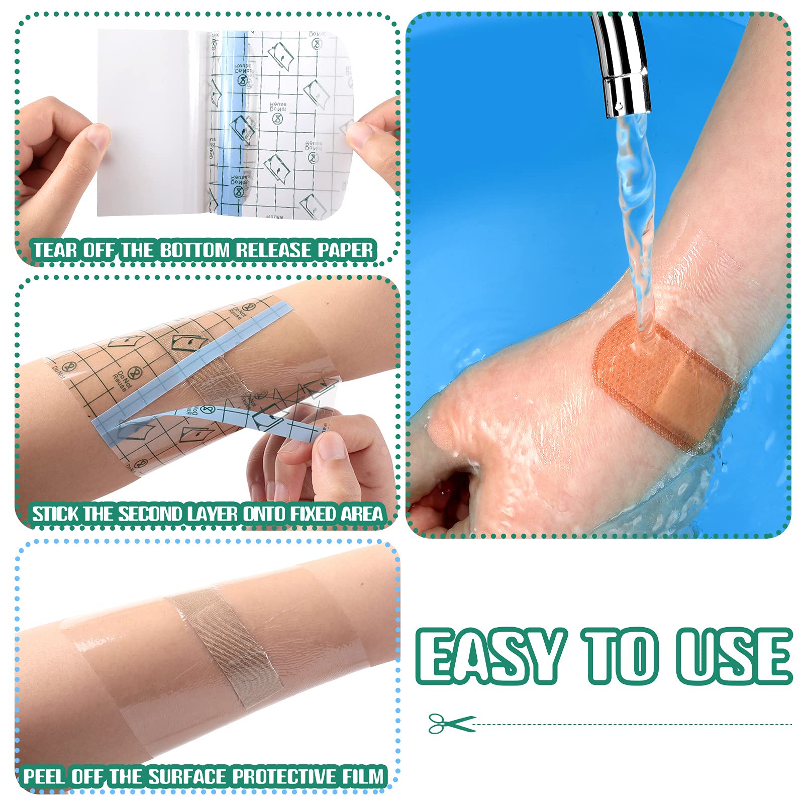 Nuanchu 50 Pcs Transparent Stretch Waterproof Adhesive Bandage Protective Bandage Clear Film Dressing Cover Stretch Tape Round S