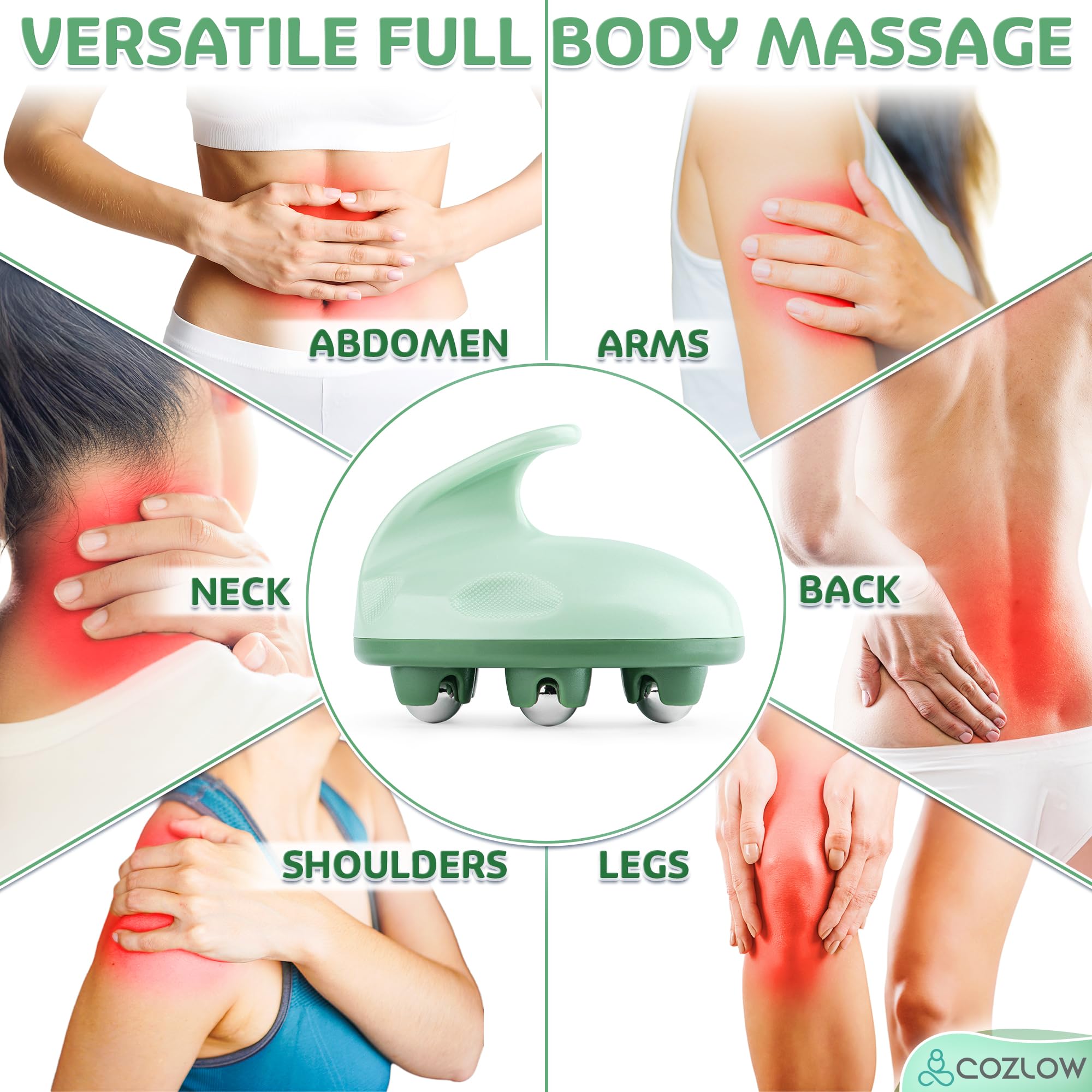 COZLOW Lymphatic Massager - Handheld Drainage Roller Massage Tool to Help Support Lymph System Care by Promoting Circulation, wh