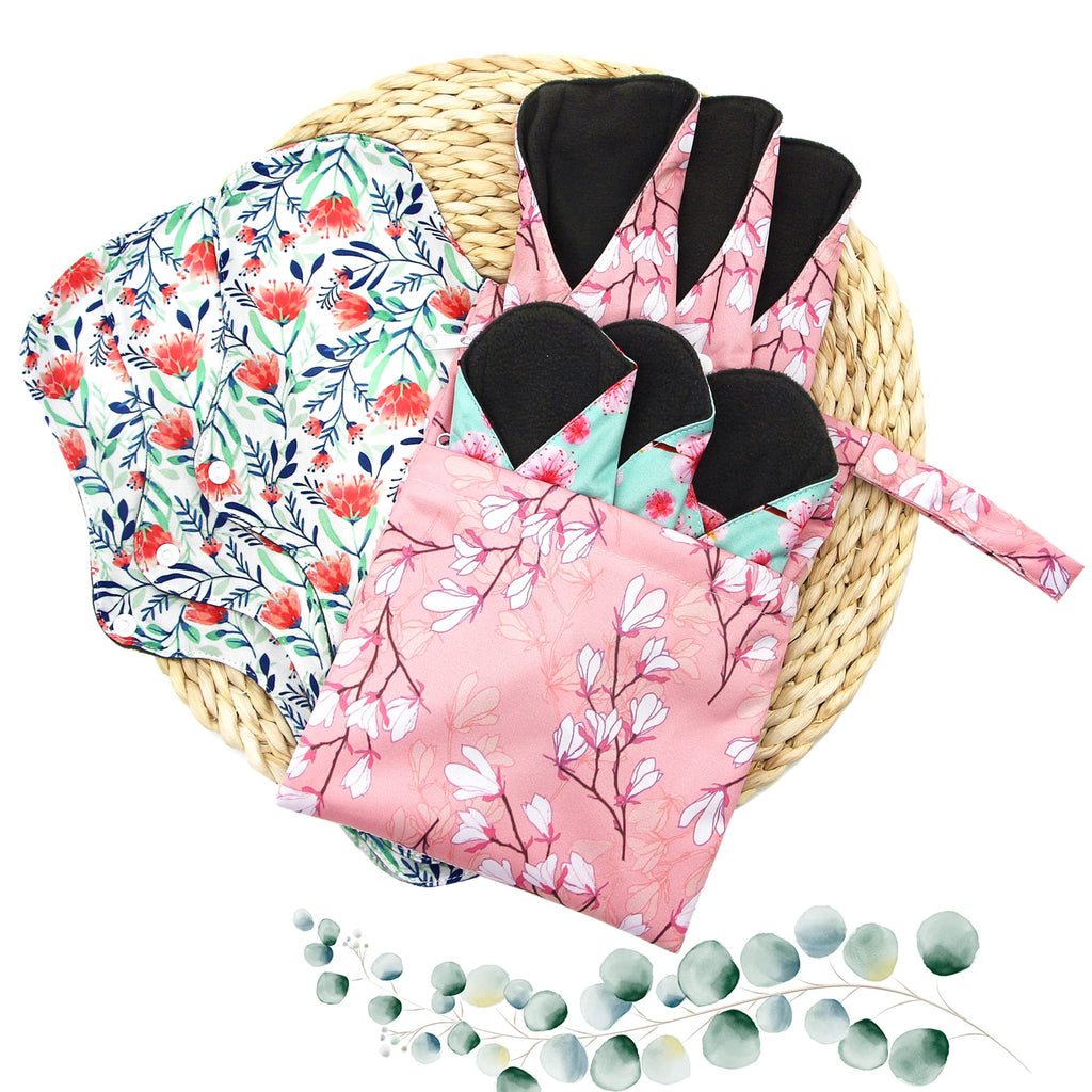 Asenappy Sanitary Pad, 10 PCs Reusable Washable Cloth Menstrual Pads Panty Liners (Multicolor A)