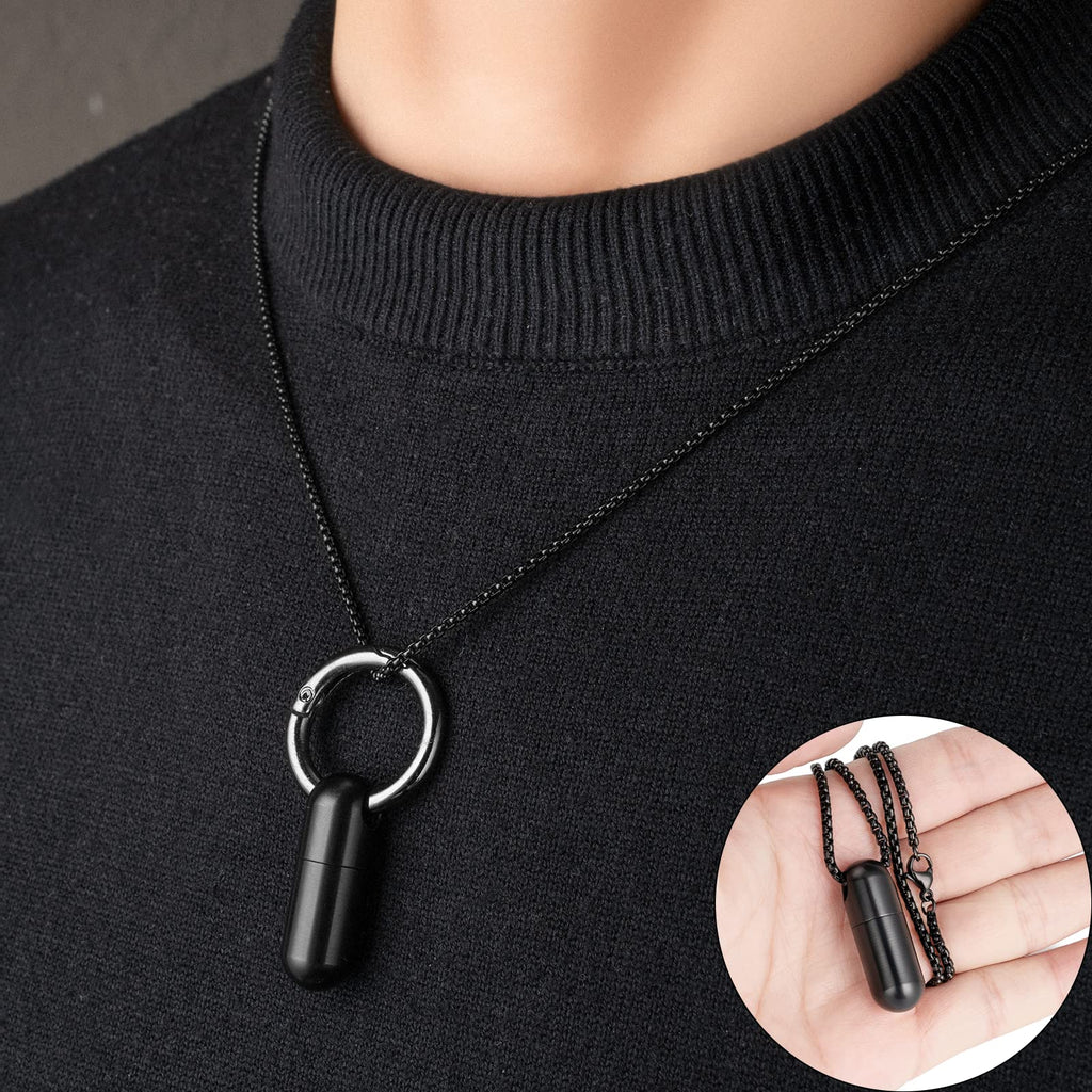 TISUR Keychain Pill Holder, Titanium Pill Case Small Pill Organizer Waterproof Pill Box, EDC Portable Pill Container Metal Tube