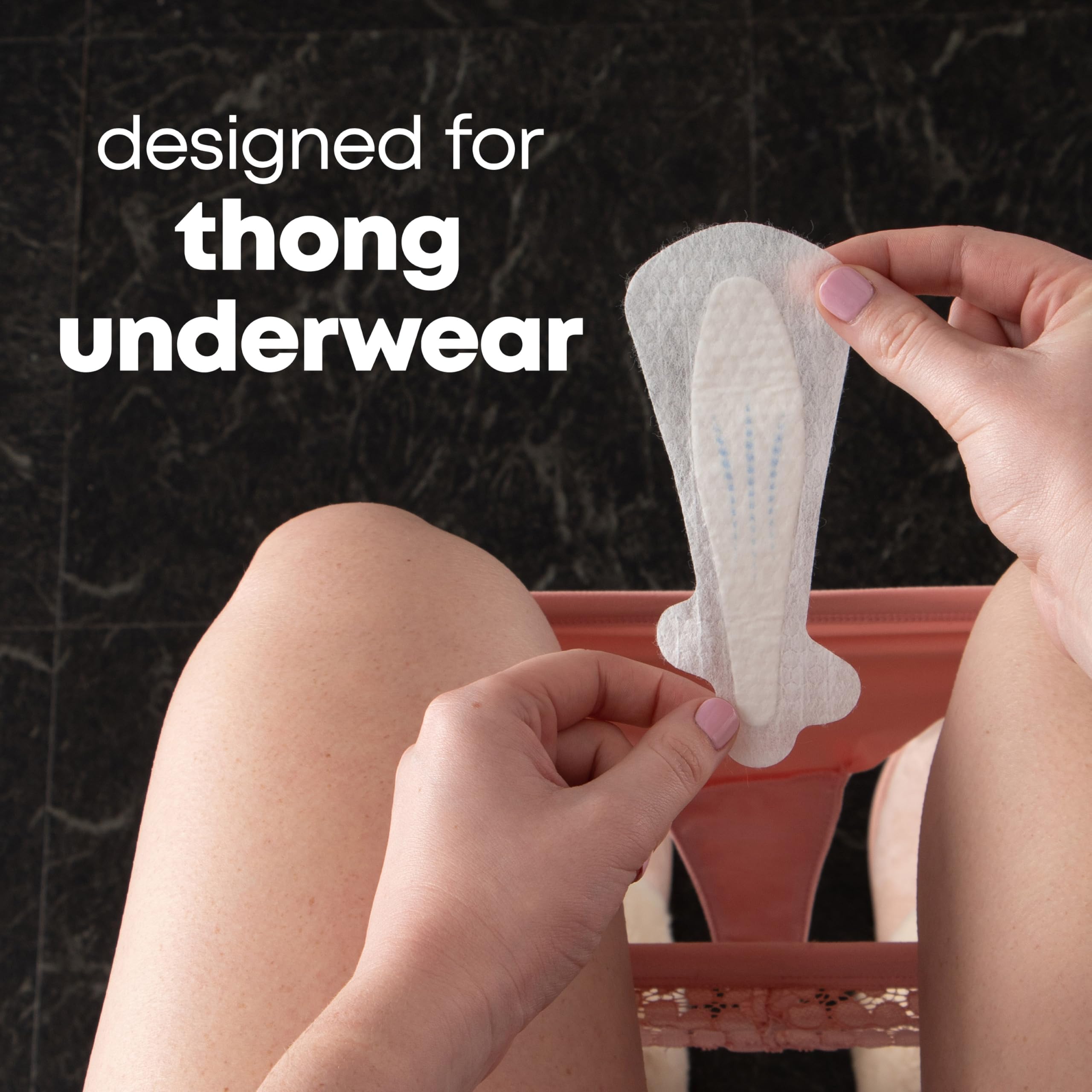 U by Kotex Balance Daily Panty Liners for Thongs, Wrapped, Light Absorbency, Regular Length, 50 Count (Packaging May Vary)
