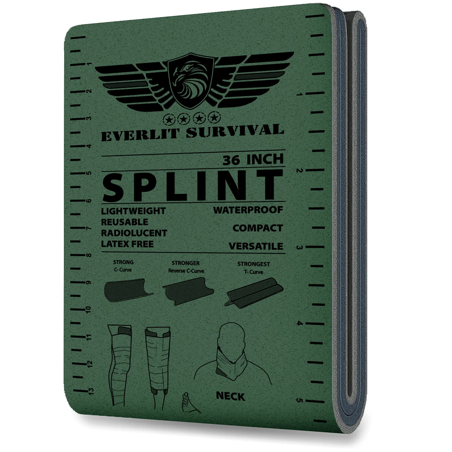 EVERLIT Survival 36 Inch Splint - Lightweight Reusable Combat Splint, Waterproof First Aid Medical Tactical Field Splint for Bon