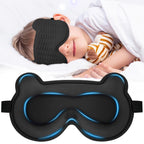 Kids Sleep Mask, 3D Sleeping Eye Mask for Kids with Adjustable Elastic Strap, Bear Shape Eye Cover with Memory Foam, Soft & Ligh