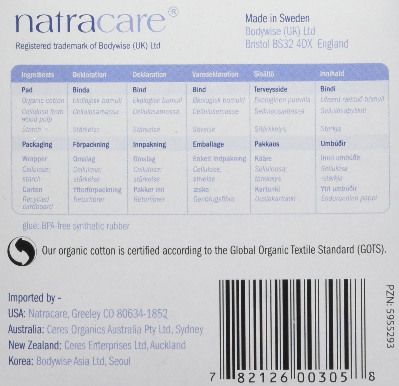 Natracare Slim Fitting Ultra Pads with Wings, Regular, Made with Certified Organic Cotton, Ecologically Certified Cellulose Pulp