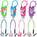 KINIA 8 PACK 4 Unicorn Empty Hand Sanitizer Refillable Containers Holder, 4-1 fl oz Flip Cap Empty Bottles + 4 Lanyards (4+4 - V