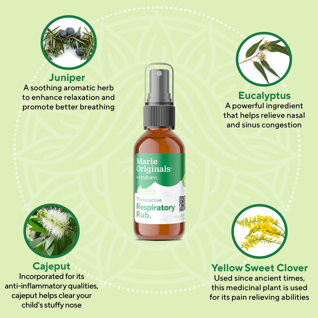 Marie Originals Natural Respiratory Baby Chest Rub | Breathe Essential Oil Blend for Babies and Toddlers with Eucalyptus, Pepper