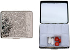 Set of 2 Metal-Plated Weekly (7-Day) Pill Box Case & Portable Medicine Organizer (Silver Victorian)