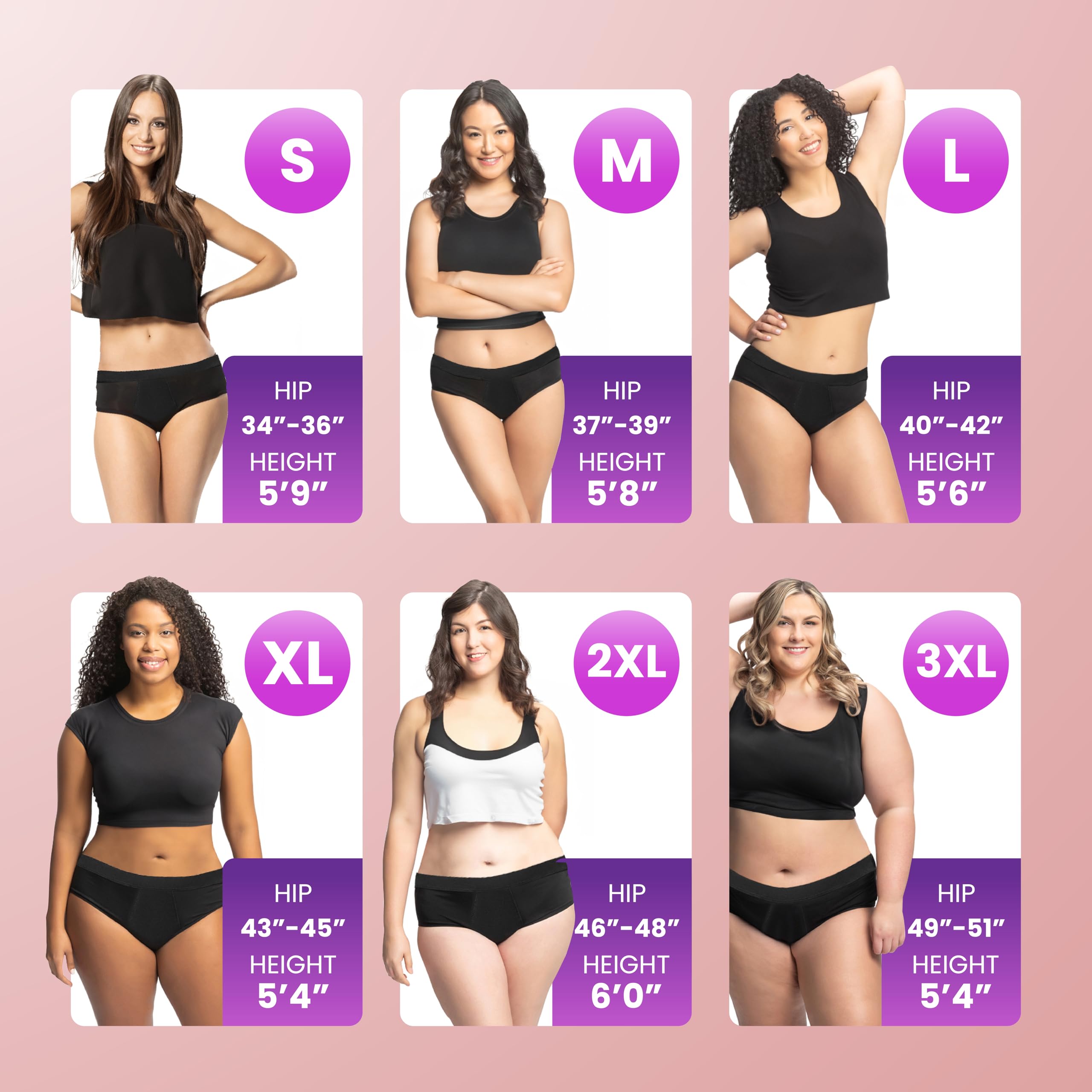 4period Period Underwear for Women & Teens; Comfortable, Breathable, No Side Leaks, Heavy Absorbency (3 Black, 4X-Large)