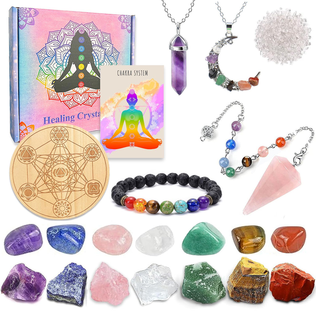 Crystals and Healing Stones, Christmas Gifts Healing Crystals Set, Natural Crystal for Beginners for Anxiety Relief, Meditation,