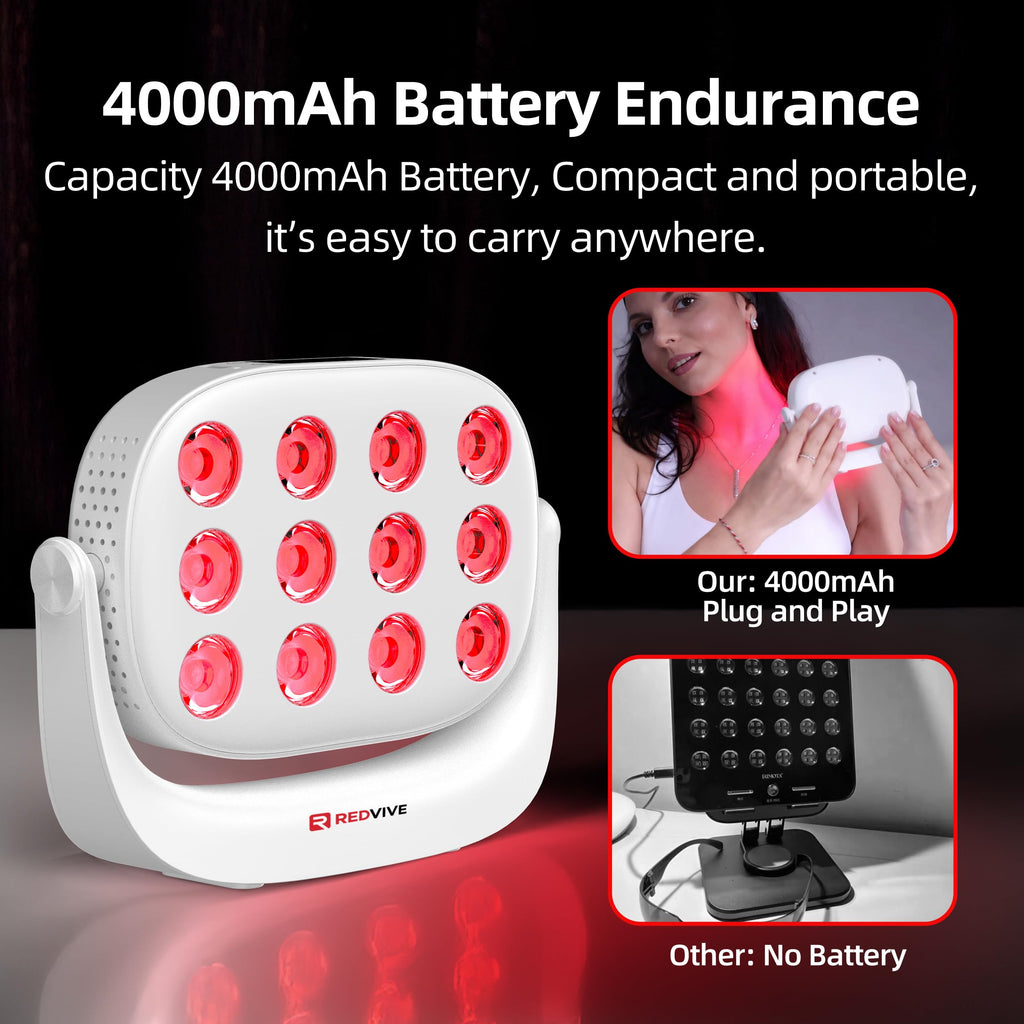Red Light Therapy, Near Infrared 660nm 850nm Portable Red Light Therapy for Face and Body 4000mAh Battery Include Rotate 360 Deg