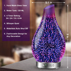 MAXWINER Essential Oil Diffusers Ultrasonic 3D Glass Aromatherapy Diffuser, Auto Shut-Off, Timer Setting, 7 Colors LED Lights Ch