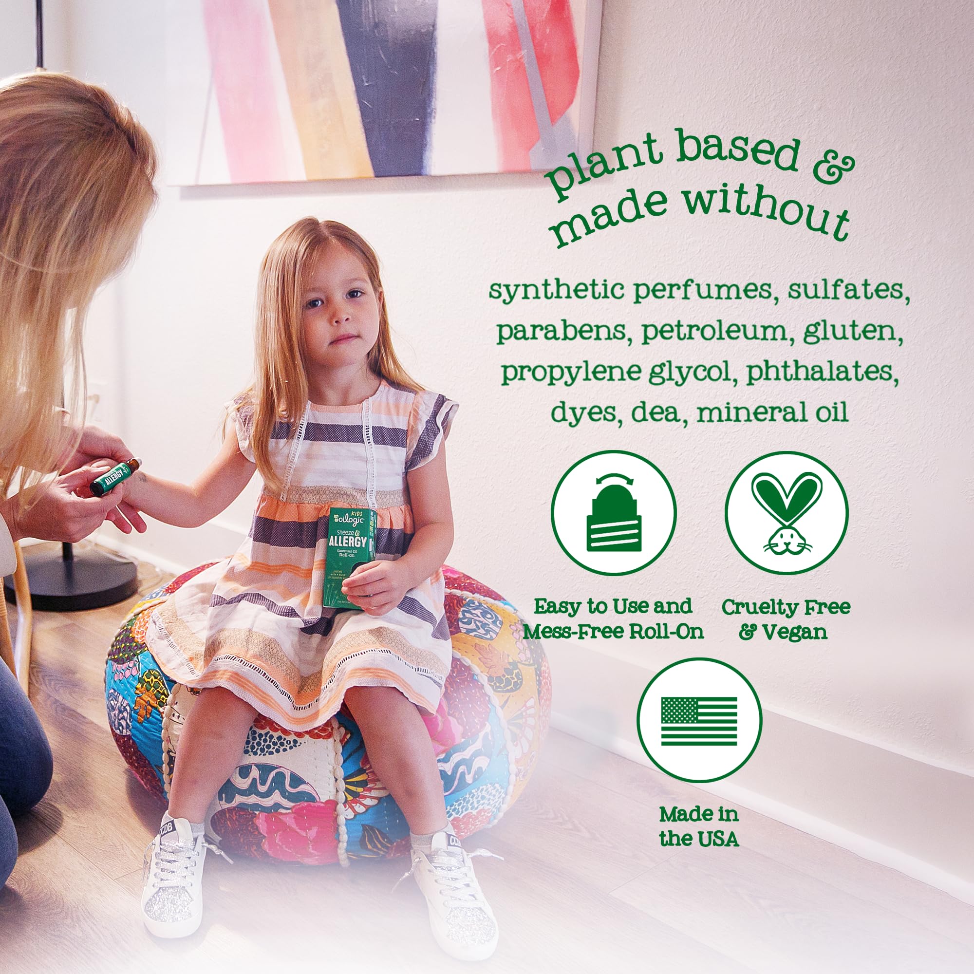 Oilogic Kids Sneeze & Allergy Essential Oil Roll-On - Naturally Comforts Allergy Symptoms with a Blend of 100% Pure Essential Oi