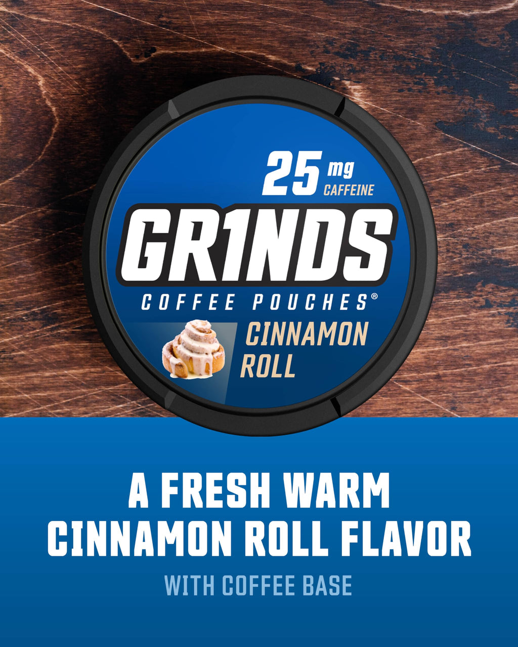 Grinds Coffee Pouches | Tobacco Free, Nicotine Free Healthy Alternative | 10 Cans of Cinnamon Roll | 18 Pouches Per Can | 1 Pouc