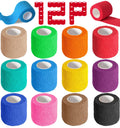 YesBes 12 Pack Self Adhesive Bandage Wrap, 2 X 5 Yards Color Vet Wrap, Ankle Tape, Elastic Cohesive Bandage Wrap, Athletic Tape