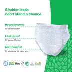 Veeda Natural Adult Incontinence Underwear for Men - Disposable Underwear for Bladder Leakage Protection - Adult Diapers for Men