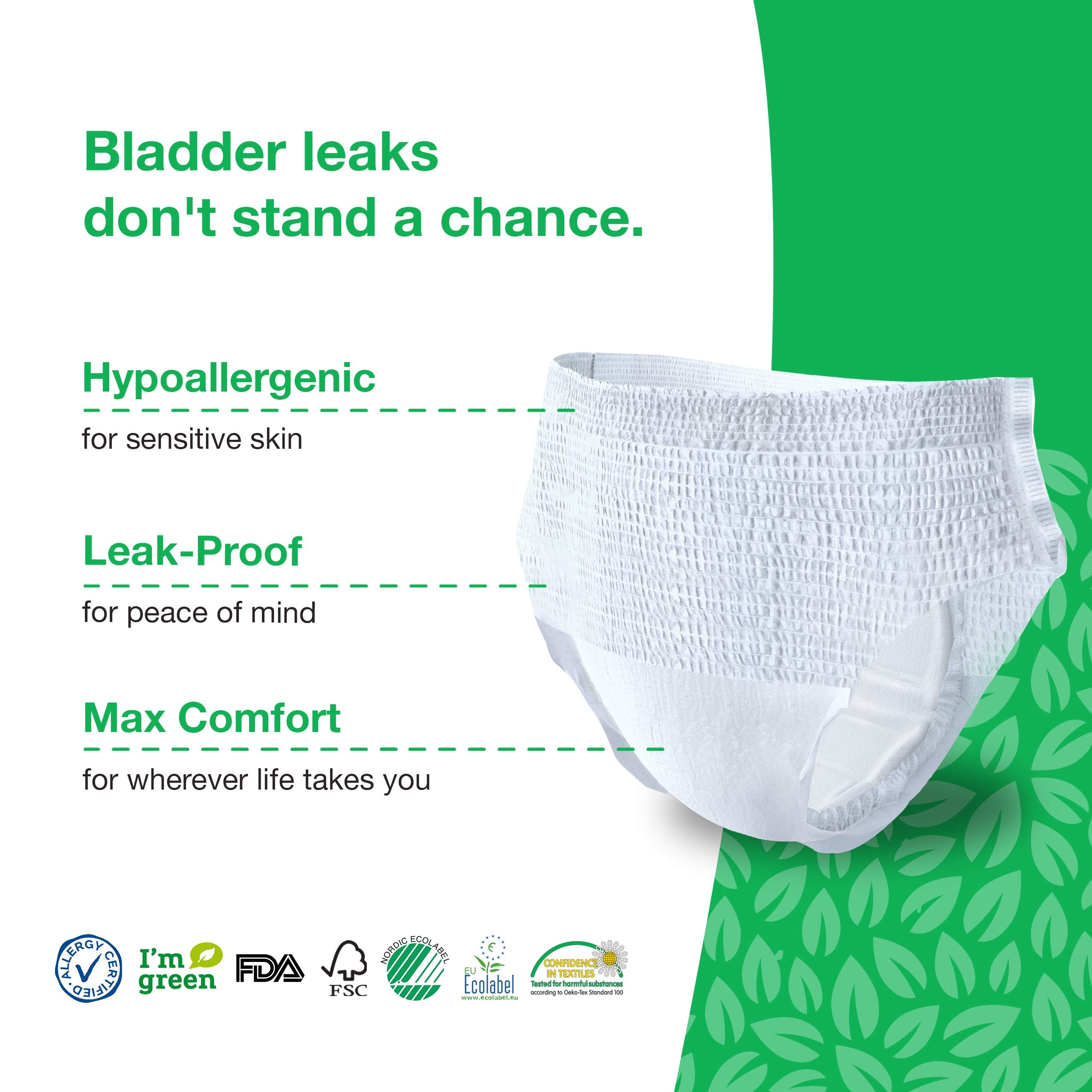 Veeda Natural Adult Incontinence Underwear for Men - Disposable Underwear for Bladder Leakage Protection - Adult Diapers for Men