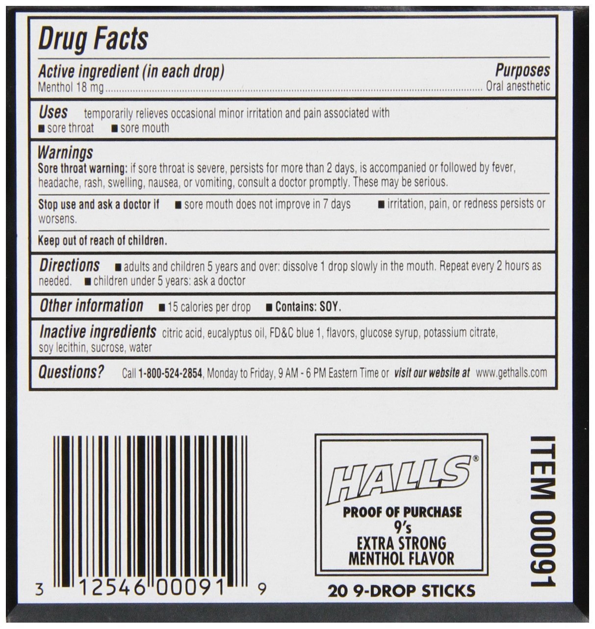 HALLS Relief Max Strength Extra Strong Menthol Throat Drops, 20 Packs of 9 Drops (180 Total)