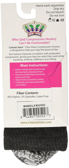 Celeste Stein Therapeutic Compression Socks, Grey Damask, 8-15 mmHg, Mild, 0.6 Ounces