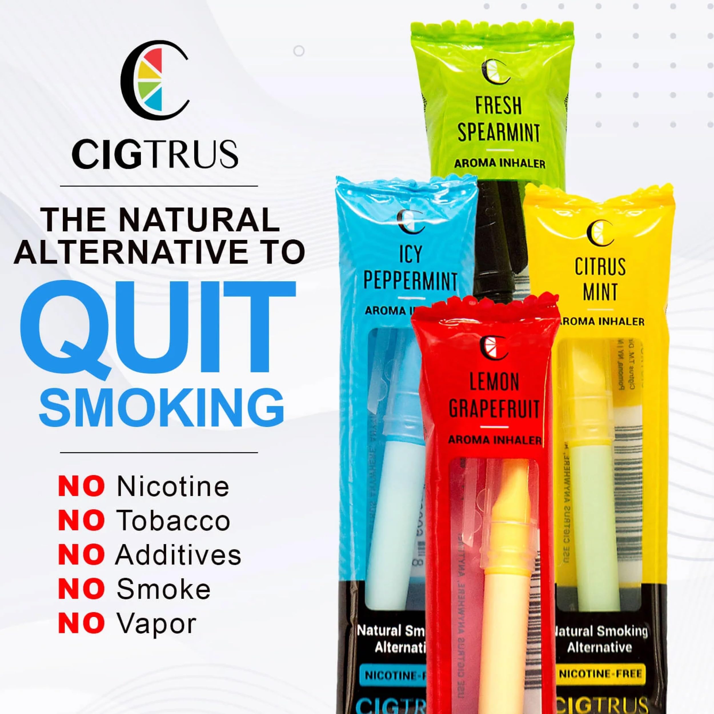 Natural Nicotine-Free & Tobacco-Free Smoking Alternative (6-Piece) - Non-Electric Craving Relief, Quit Smoking Aid with Cigtrus