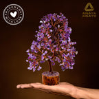 Amethyst Tree of Life Crystal Trees for Home, Office, and Desk Decor - Handmade Bonsai Tree for Positive Energy, Healing & Money