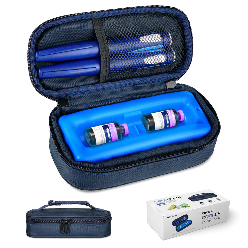 WOODAKE Insulin Cooler Travel Case for Vials & Pen - TSA Approved, Portable Medication Case with Reusable Ice Brick for Long-Las