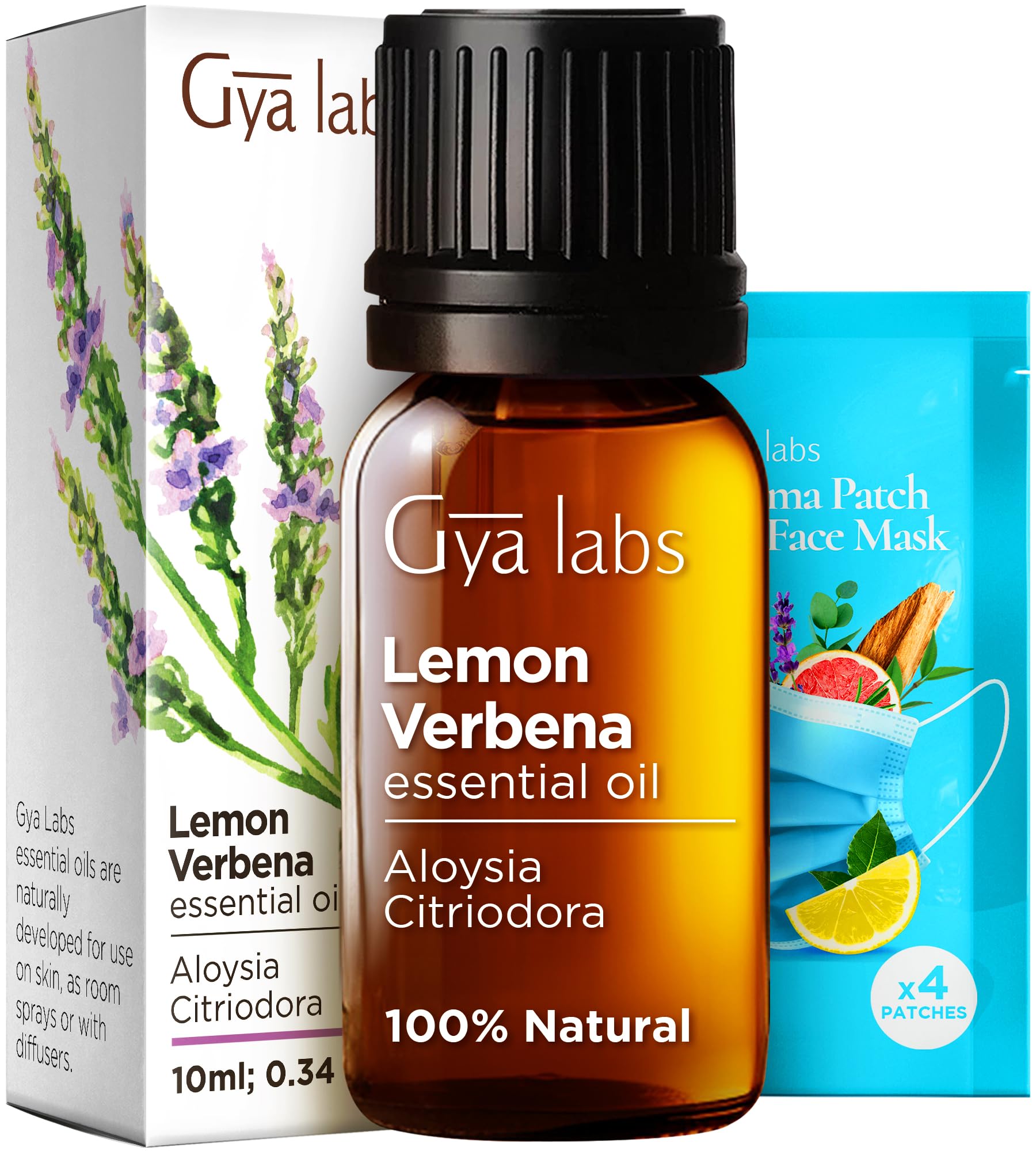 Gya Labs Lemon Verbena Essential Oil for Diffuser - 0.34 Fl Oz - 100% Pure Natural Lemon Verbena Oil for Skin, Hair, Perfume, Ba