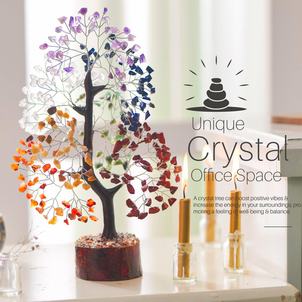 YUVDIPR 7 Chakra Money Tree Healing Feng Shui Statues & Figurines Reiki Crystal Balancing Buddha Home D  cor (SC-S + Bracelet)