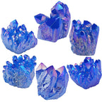 Rockcloud Healing Crystal Natural Titanium Coated Blue Rock Quartz Cluster Geode Druzy Home Decoration Gemstone Specimen