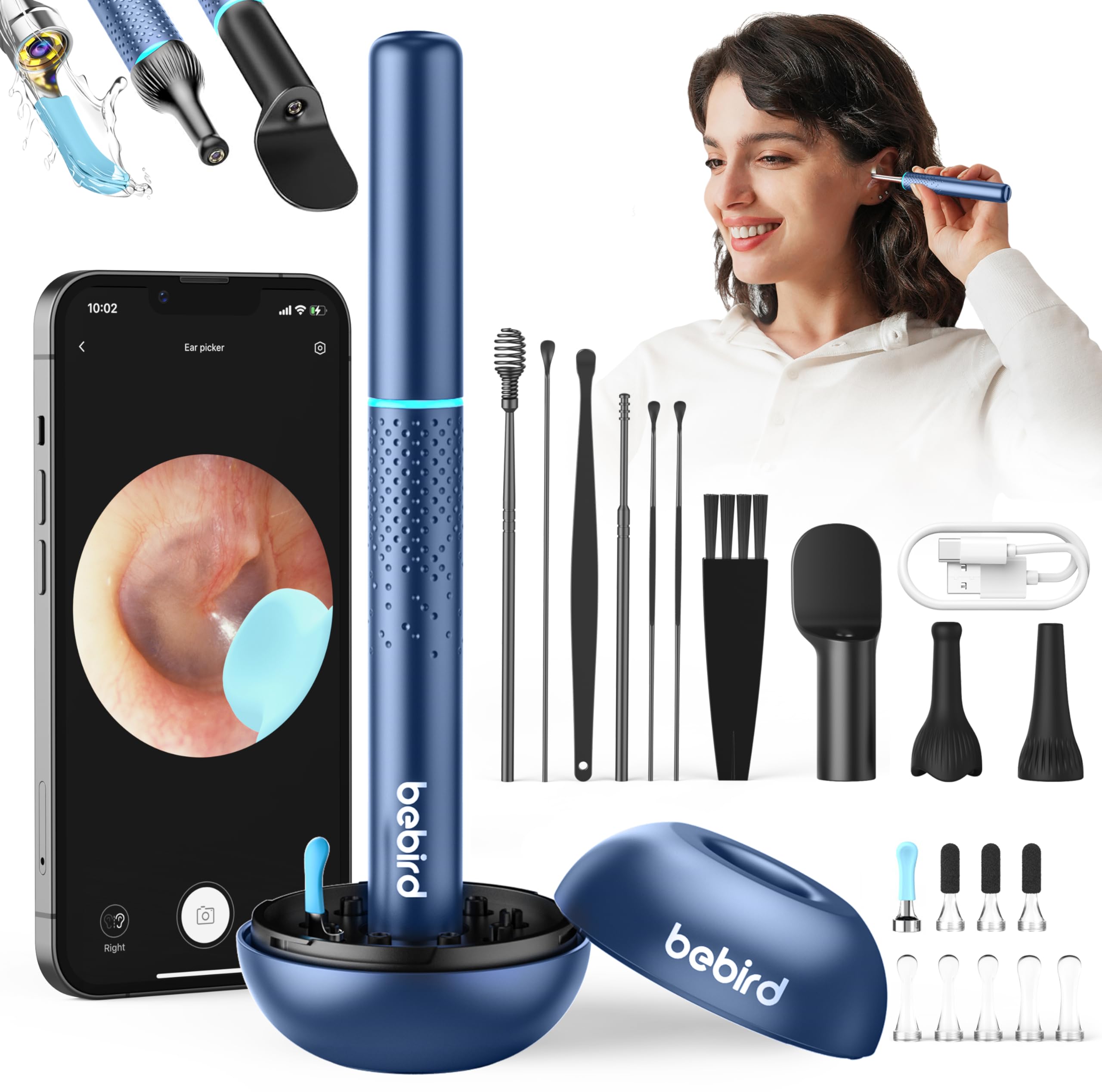Bebird M9 Ear Care Wax Removal Tool Camera Cleaning Kit- Wireless Cleaner Ear Viewing Scope OTO-Scope with Camera & Light - Vide