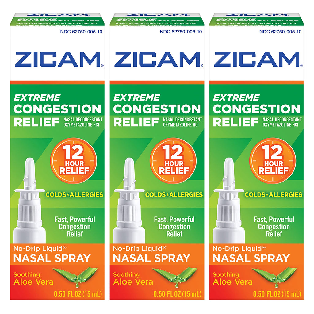 Zicam Extreme Congestion Relief No-Drip Liquid Nasal Spray, 0.50 Ounces each (Value Pack of 3)