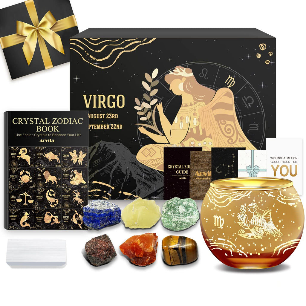 Aovila Virgo Birthday Gifts for Women - Virgo Candle Holder Crystals Birthstones Gifts Box Set - Zodiac Gifts Astrology Horoscop