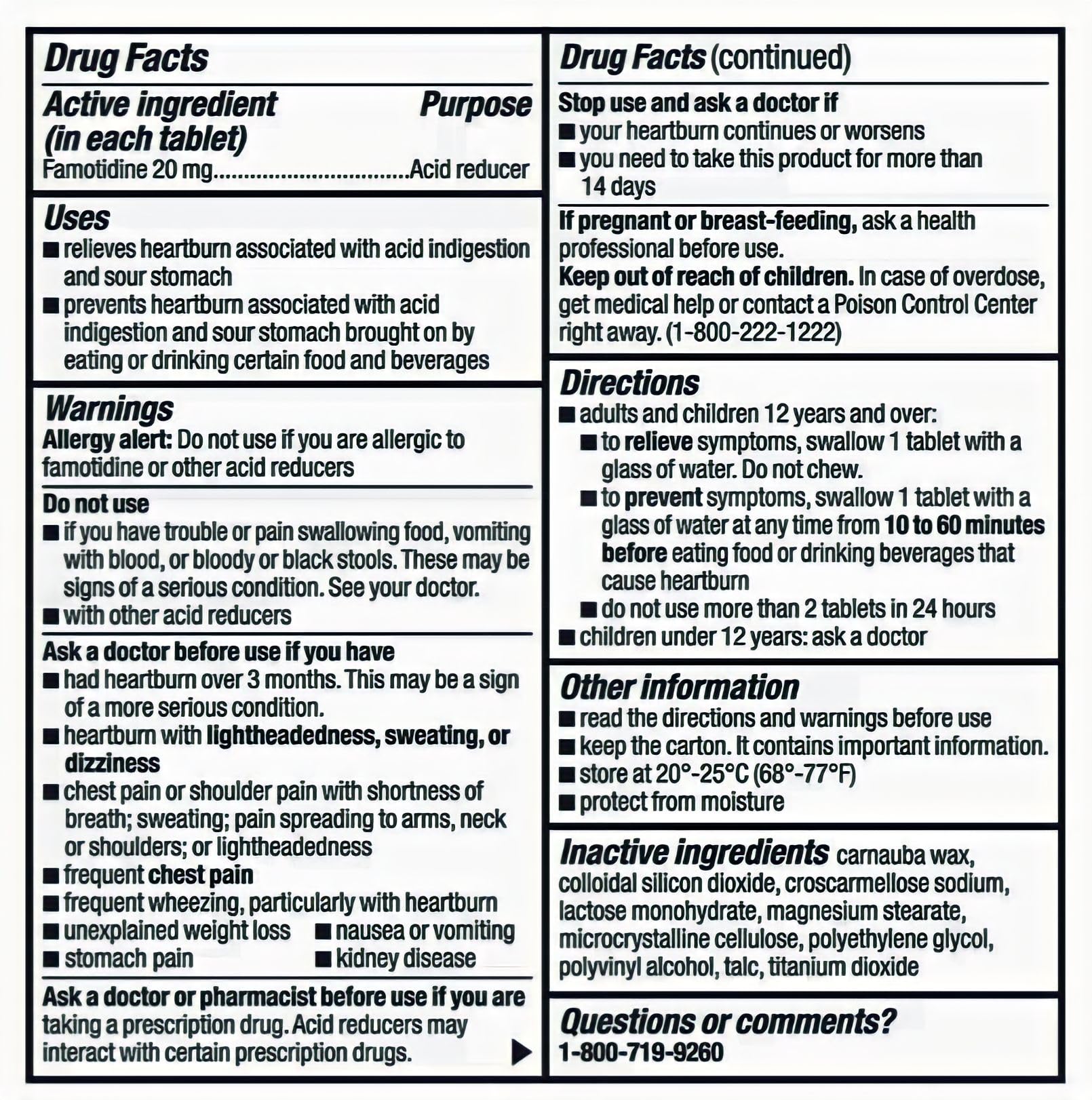 berkley jensen Maximum Strength Famotidine 20 mg, (400 Count) Acid Reducer Tablets, Relieves Meal-Induced Heartburn & Acid Indig