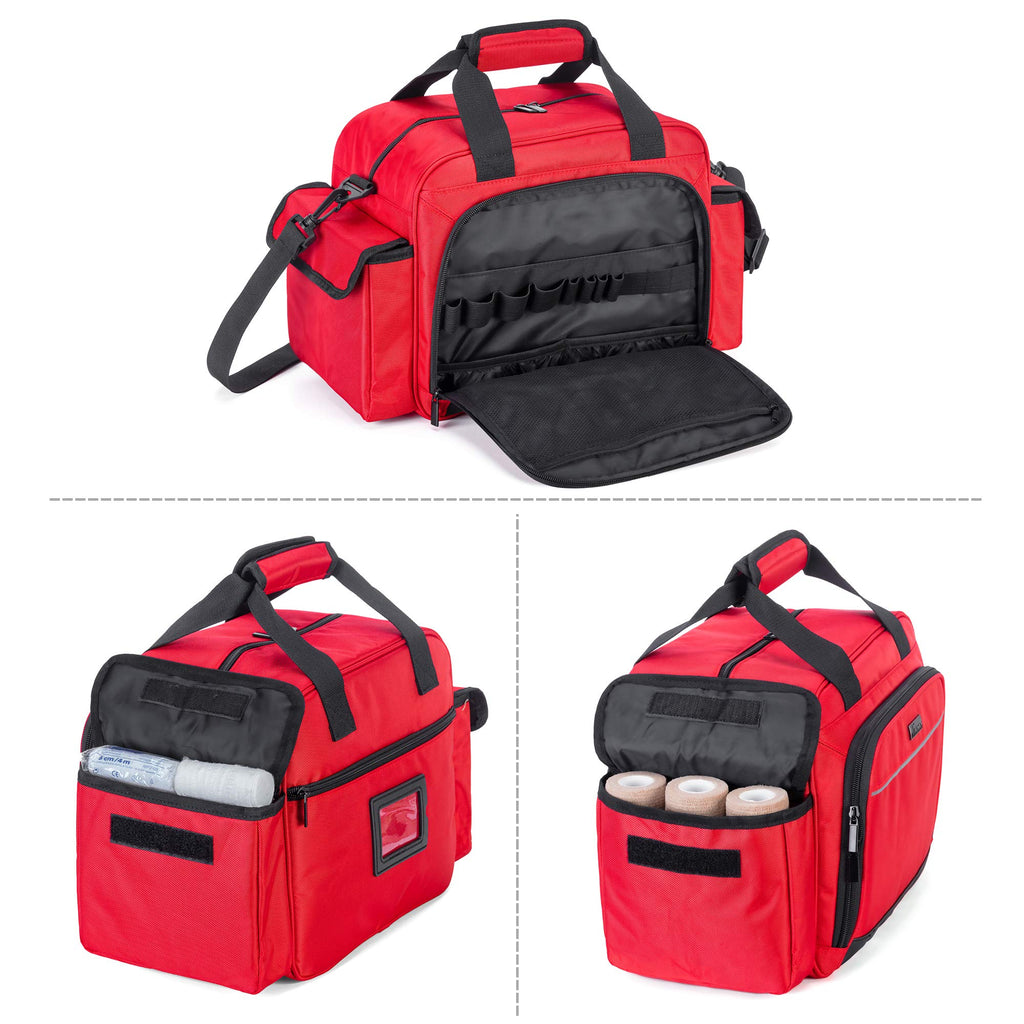 Trunab Home Health Nurse Bag Empty, Portable Medical Supplies Shoulder Bag for Hospice, Home Visit, Hospital Interns, Red, Bag O