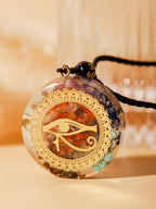 MINACHI Orgone Necklace, 7 Chakra Orgonite Egyptian Eye of Horus Pendant for Spiritual Healing and Positive Energy Meditation
