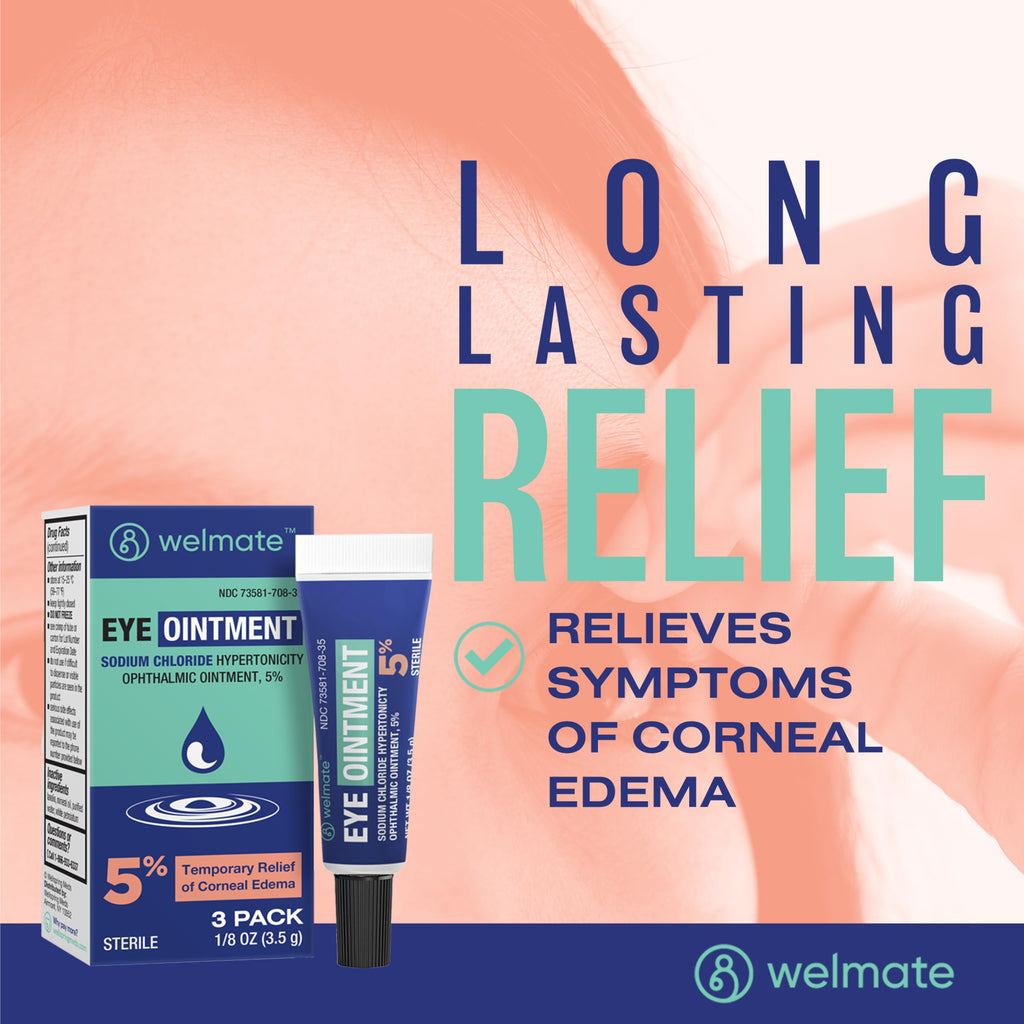 WELMATE - Eye Ointment (3 Pack) - Sodium Chloride Hypertonicity Ophthalmic Ointment 5% - Temporary Relief of Corneal Edema Eye S