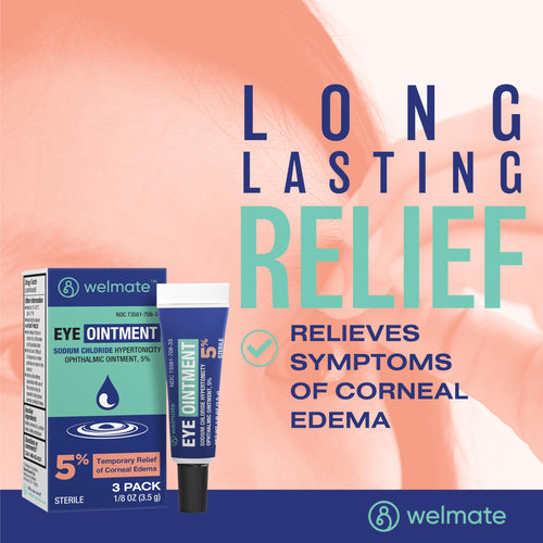 WELMATE - Eye Ointment (3 Pack) - Sodium Chloride Hypertonicity Ophthalmic Ointment 5% - Temporary Relief of Corneal Edema Eye S