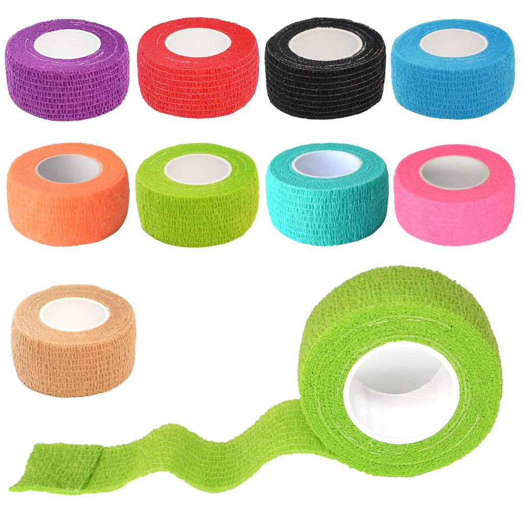 Gondiane 9 Pack 1 x 5 Yards Self Adhesive Bandage Wrap Self Stick Wrap for Ankle, Wrist, Finger, Sports, Breathable Cohesive Vet