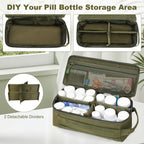 QISVVE First Aid Bag Empty Pill Box Organizer,Tactical Medical Bag Case,Portable EDC Travel Medicine Pill Bottle Organizer (Gree