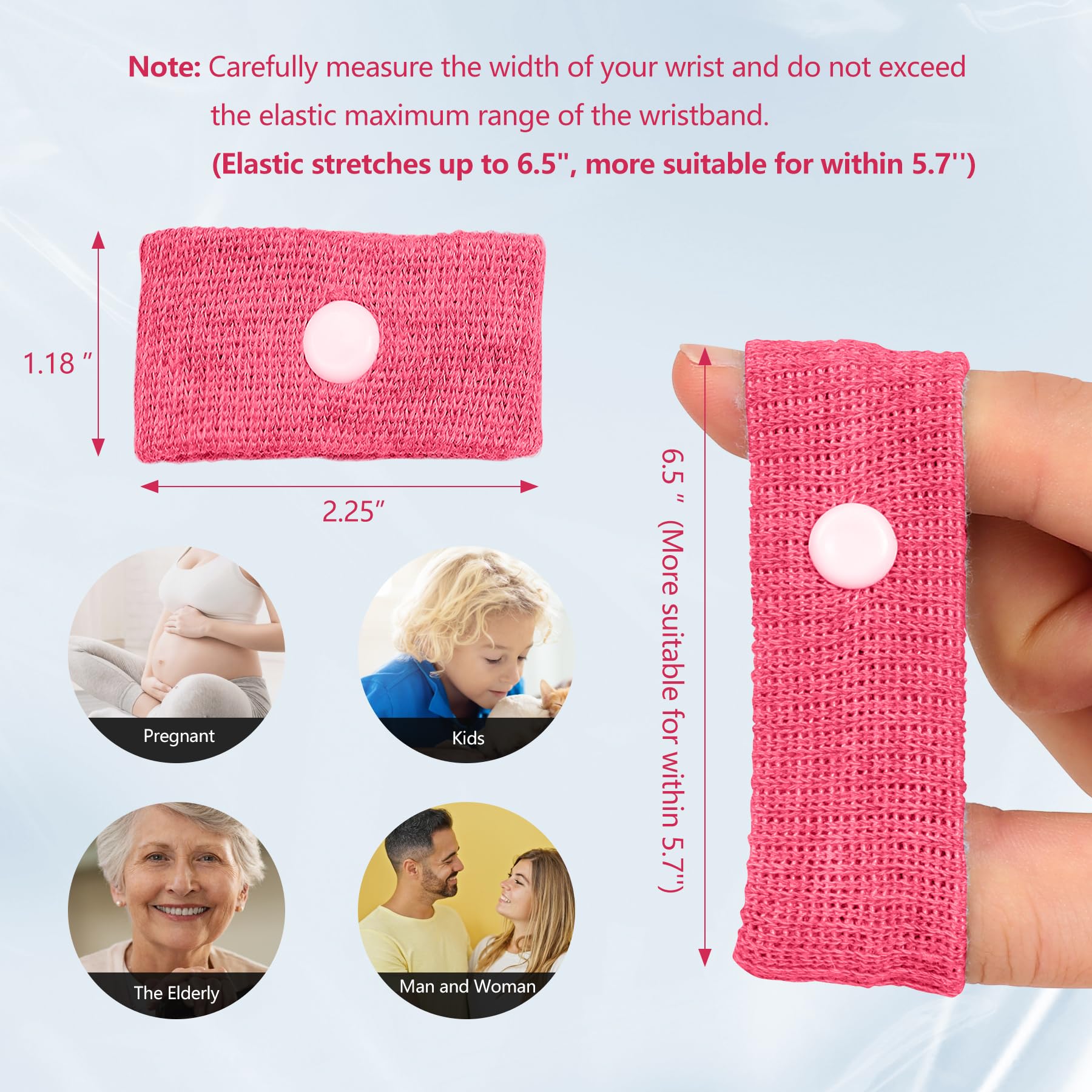 Motion Sickness Wristband, Anti-Nausea Acupressure Wrist Band for Nausea Relief, Dizziness and Vomiting from Car Sea Boat Flying